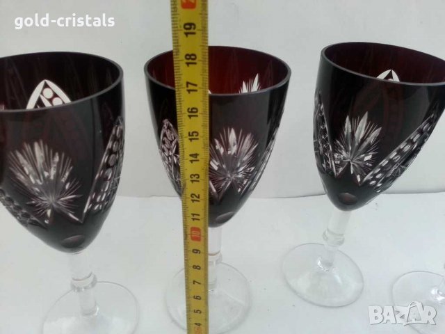 Кристални чаши цветен червен  кристал, снимка 4 - Чаши - 31070642