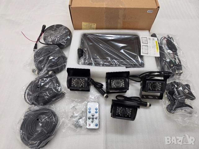 ПРО система за видеонаблюдение Podofo: 9" монитор + 4 камери за камиони, кемпери , снимка 13 - Аксесоари и консумативи - 52793160