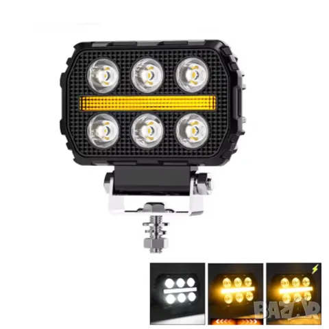 LED халоген 29 W с 6 диода и мигач, снимка 2 - Аксесоари и консумативи - 55864121
