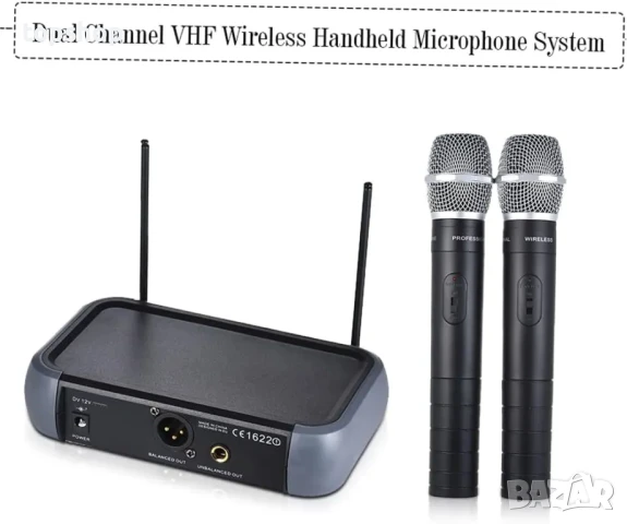 AMMOON AM-268 двуканални vhf безжични WIFI микрофони, 40 метра обхват, ехо ефект, изолиране на шума, снимка 2 - Микрофони - 50524987