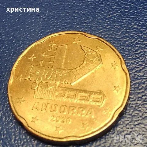 20 цента от 2020г-Андора, снимка 2 - Нумизматика и бонистика - 56374889