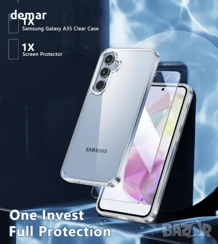 Калъф FNTCASE за Samsung Galaxy A35-5G, прозрачен, включва протектор за екран, снимка 3 - Калъфи, кейсове - 49828229