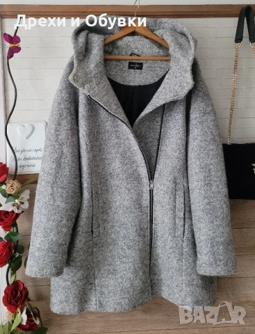 Палто с качулка CUBAS AS вълна, снимка 5 - Палта, манта - 52544440