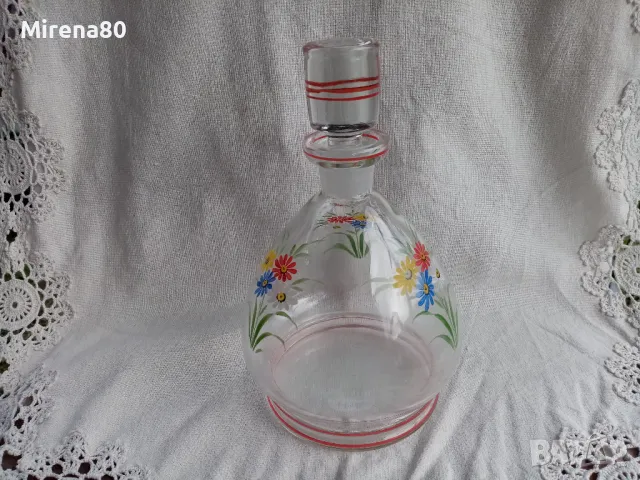 Винтидж гарафа ръчно рисувана, снимка 2 - Декорация за дома - 48358023