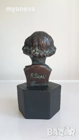 Бронзова , френска скулптура ( 1930 г.) в стил Art Nouveau с подпис R. SCALI.  , снимка 4 - Статуетки - 55993830