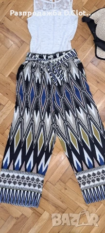 лот широк панталон с бял топ дантела, снимка 3 - Панталони - 50573136