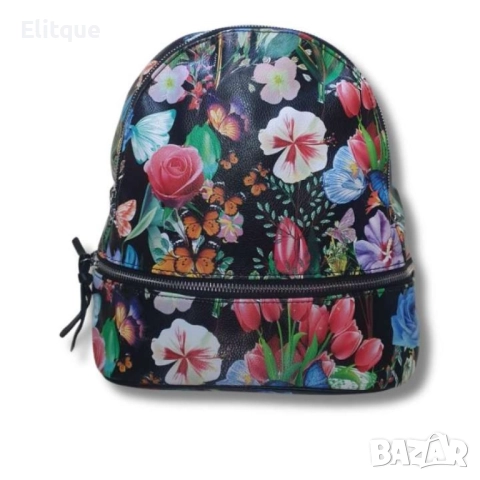 Стилна раничка с мотиви на пеперуди и цветя: Изразете своя индивидуален стил, снимка 2 - Раници - 52853989