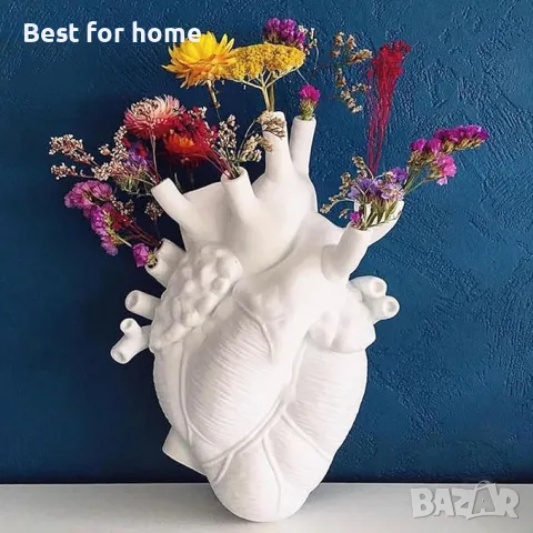 Ваза във формата на бяло сърце ALEFBET, снимка 3 - Вази - 49843113