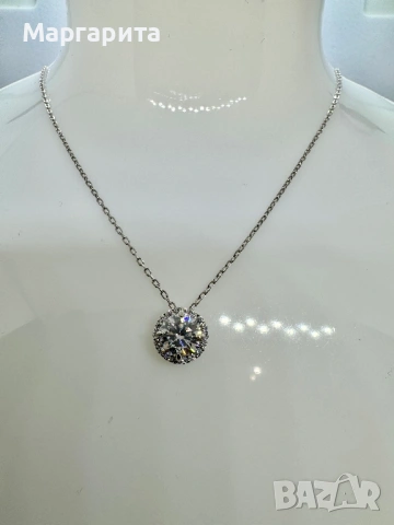 Сребърно колие с мойсанит (диамант) 1 карат