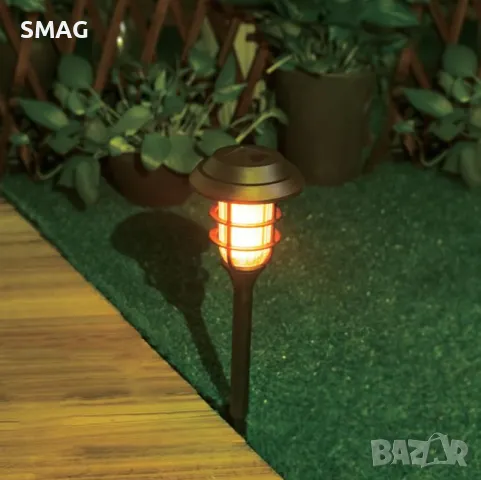 LED слънчев фенер соларна лампа с пламък ефект пластмаса черен 33 см S_1190489