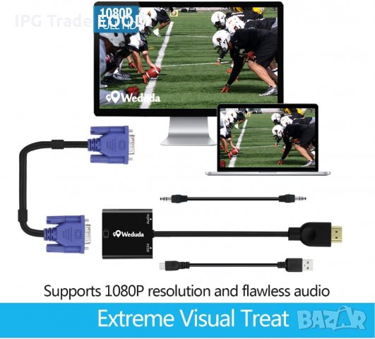 Адаптер / преходник HDMI към VGA с аудио 1080P, снимка 5 - Стойки, 3D очила, аксесоари - 31253262