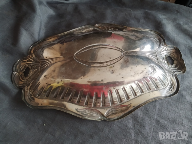 посребрена стара купа фруктиера арт нуво, снимка 5 - Други ценни предмети - 36480896