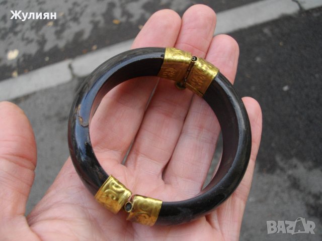 СТАРА ГРИВНА БИВОЛСКИ РОГ С ОБКОВ , снимка 5 - Антикварни и старинни предмети - 42824858
