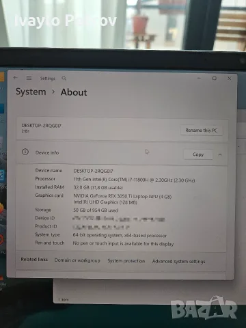 Lenovo ThinkBook 15p G2 | i7-11800H | RTX 3050 Ti | 32GB | 1TB | 4K, снимка 14 - Лаптопи за работа - 55709767