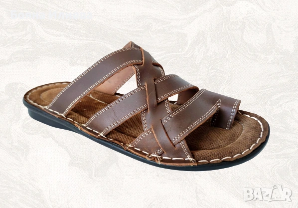 ЕСТЕСТВЕНА кожа- Габровски / български мъжки чехли, модел 144, снимка 2 - Мъжки чехли - 54102268