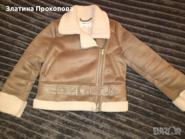 Късо дамско зимно яке с каракул, снимка 2 - Якета - 53296568