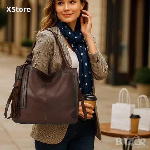 Стилна дамска чанта с голям обем и организация, снимка 8 - Чанти - 52572167