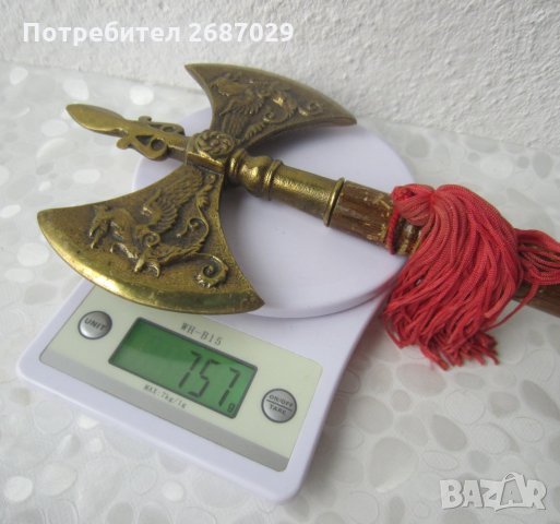 Двойна бойна брадва с релефни дракони Месинг бронз, снимка 6 - Други ценни предмети - 29741799