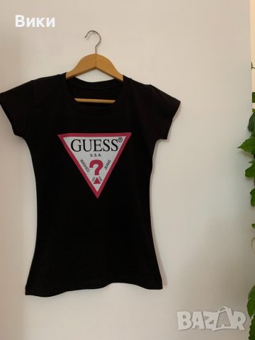 Черна тениска Guess, снимка 2 - Тениски - 39093766