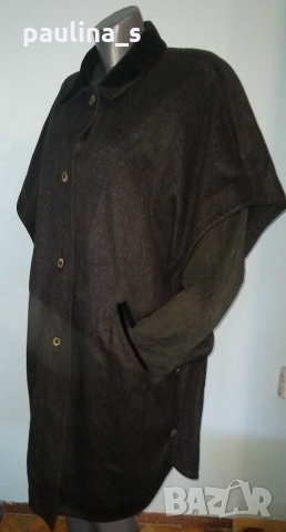 Палто - пелерина от вълнен плат с косъм, снимка 2 - Палта, манта - 30439688