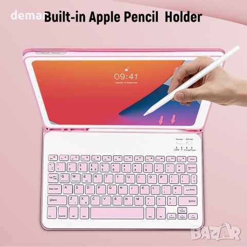 Калъф с клавиатура за iPad 10.2 2021/2020/2019 - розов, снимка 4 - Калъфи, кейсове - 42326419