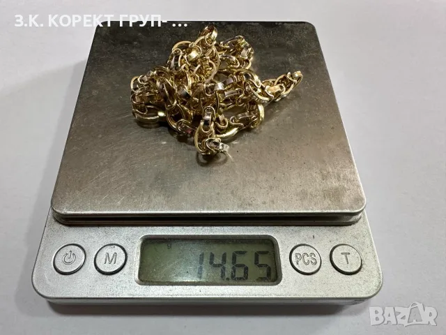 Златен синджир 14К – 14,65 гр. / 58,5 см., снимка 2 - Колиета, медальони, синджири - 56271575