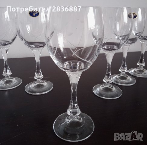 Сет 6 броя кристални чаши за вино Bohemia, снимка 3 - Сервизи - 35552753