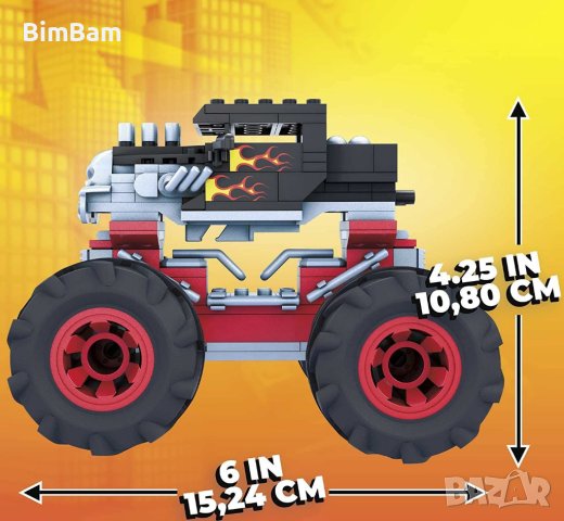 Конструктор Hot Wheels MEGA Monster Trucks - Bone Shaker - бъги / 194 части, снимка 4 - Конструктори - 42635469