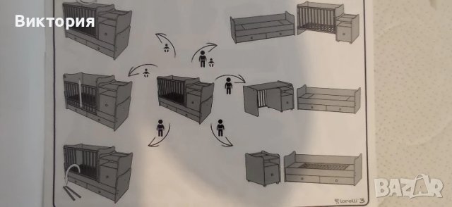 Детско трансформиращо легло 3 в 1 Lorelli , снимка 4 - Бебешки легла и матраци - 50979837