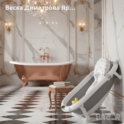 Сгъваема бебешка вана с термометър и възглавница, снимка 6 - За банята - 53010957