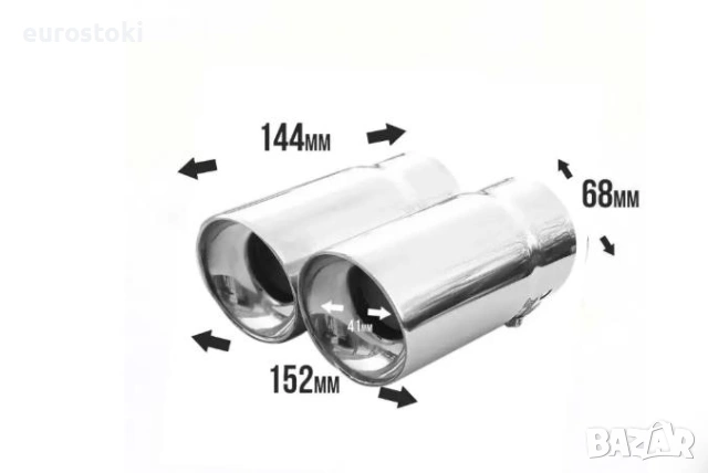 Универсален двоен накрайник за ауспух MT0019, гърне от неръждаема стомана, снимка 2 - Аксесоари и консумативи - 53156363