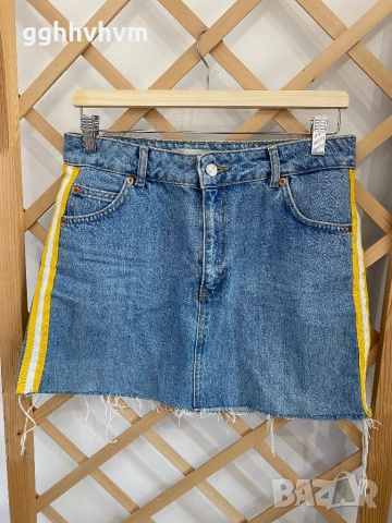 Дънкова пола с кант, снимка 5 - Поли - 52188496