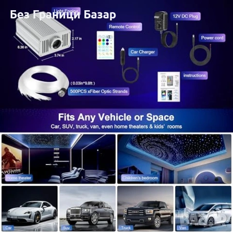 Нов Фиброоптичен комплект за таван RGBW LED звездни светлини за кола, снимка 7 - Други - 53155035