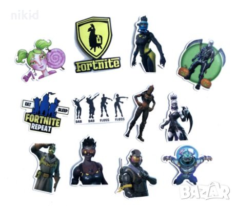 50 бр Fortnite Фортнайт самозалепващи лепенки стикери за украса декор картонена торта и др декор, снимка 8 - Други - 27060707