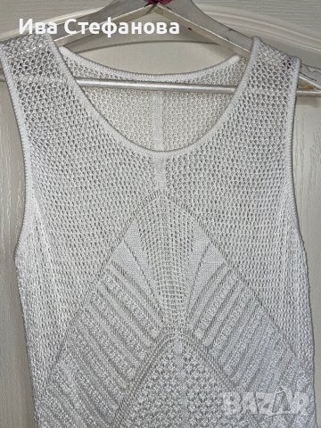 фабрично плетена  бяла дълга елегантна рокля миди midi дължина , снимка 6 - Рокли - 42677901