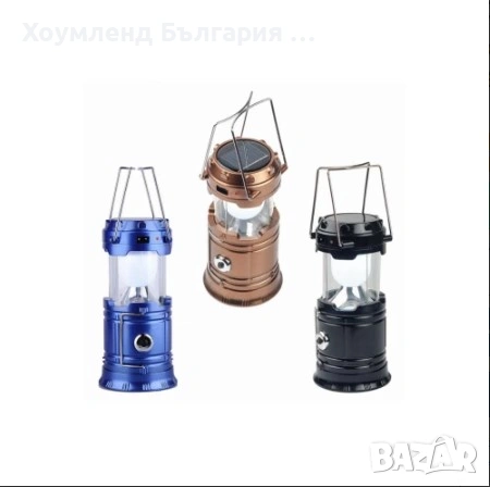 Соларна LED презареждаща се къмпинг лампа 3в1 с USB вход, снимка 5 - Къмпинг осветление - 54344502