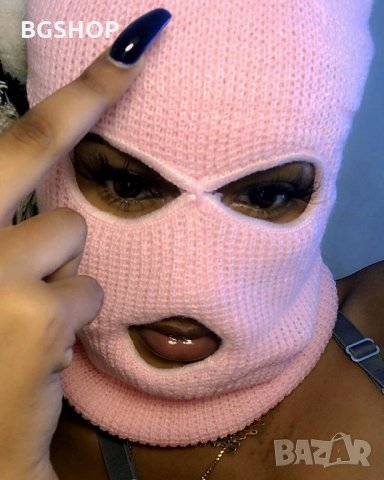 Зимна шапка маска - Pink Balaclava, снимка 2 - Шапки - 30397921