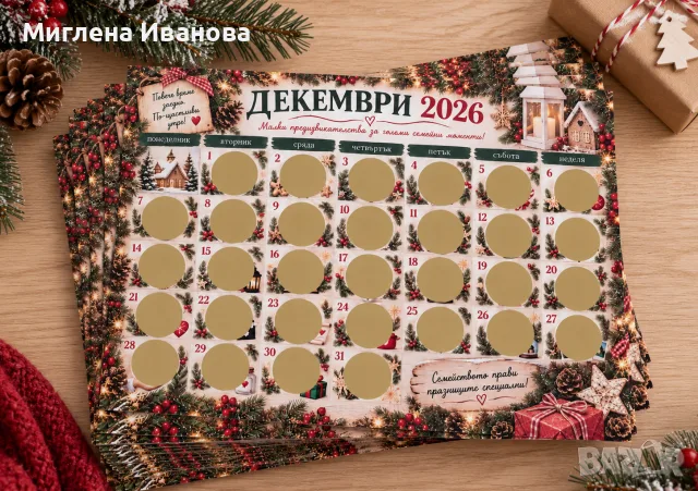 Коледен скреч календар с предизвикателства , снимка 2 - Декорация за дома - 56105930