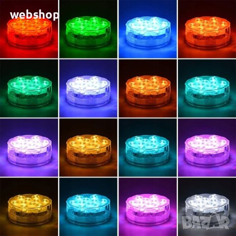 Комплект от 2 бр. водоустойчиви LED лампи RGB с дистанцинно, снимка 5 - Лед осветление - 39537558