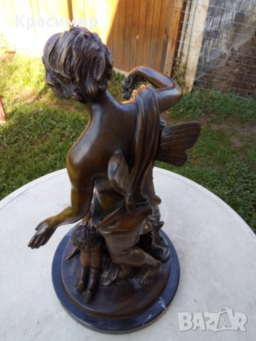 Бронзова статуетка "Зефир и Флора" - 19 век, 12 кг. Жак Бусо френски скулптор , снимка 7 - Антикварни и старинни предмети - 30809288