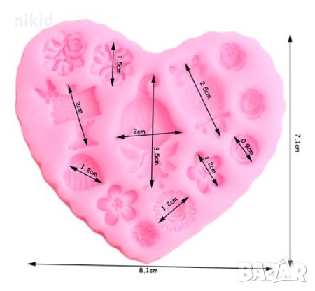 Феичка фея Бухал Множество ситни цветчета листенце силиконов молд форма за фондан шоколад, снимка 3 - Форми - 30343344