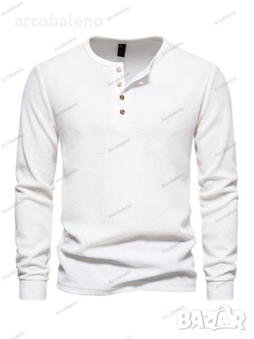 Мъжка тениска с дълги ръкави и четири копчета с гофрирано деколте, 6цвята , снимка 16 - Тениски - 42784166