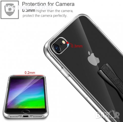 iPhone 7 силиконов кейс и стъклен протектрор + ластик за сигурност, снимка 4 - Калъфи, кейсове - 31363321