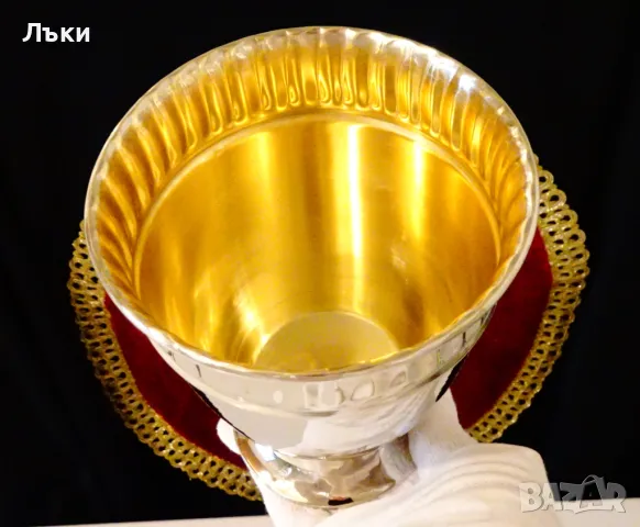  Посребрен бокал,халба,чаша,месинг,800 мл. , снимка 6 - Антикварни и старинни предмети - 48176606