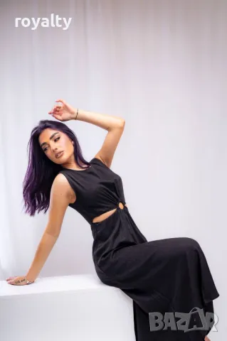 Стилна черна дамска рокля , снимка 4 - Рокли - 50375337