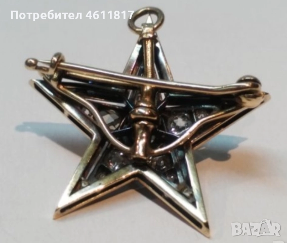 Старинна Златна брошка,висулка с диаманти, снимка 7 - Колиета, медальони, синджири - 52176686