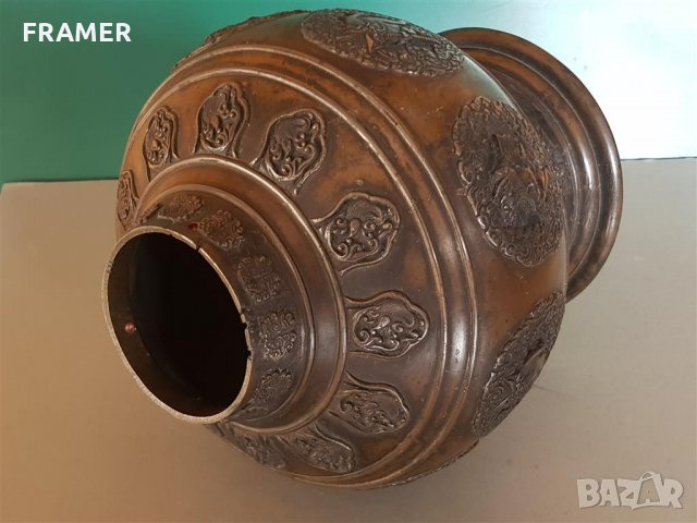 200 годишна - 18ти век колекционерска Китайска бронзова ваза, снимка 10 - Вази - 31457971