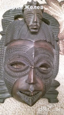Стара дървена МАХАГОНОВА маска АФРИКА 20327, снимка 3 - Антикварни и старинни предмети - 32098664