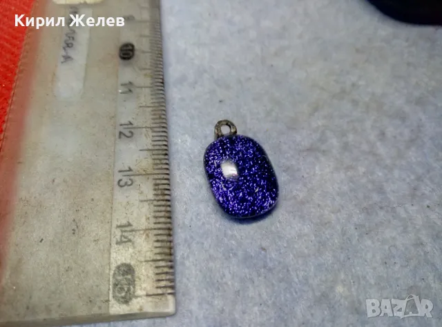 ВИНТИДЖ АРТ ПЕНДАНТ ЦВЕТНО СТЪКЛО с ПОСРЕБРЕН ДЪРЖАЧ от БЛАГОРОДНА СТОМАНА 42827, снимка 7 - Колиета, медальони, синджири - 49757662