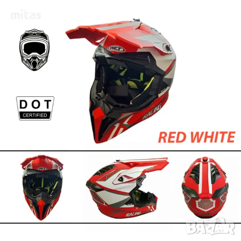 Кросова каска RACING, Full Face, DOT, Размер: S; M; L; XL - Вело, Мото, снимка 4 - Аксесоари за велосипеди - 50060287